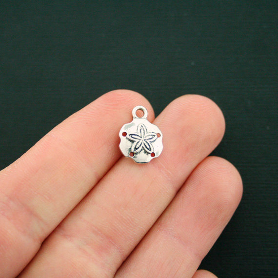 4 Sand Dollar Charms Antique Silver Tone - SC6694 | eBay