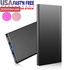 Ultra-thin External Battery 20000mAh Large Capacity Power Bank USB Phone Charger