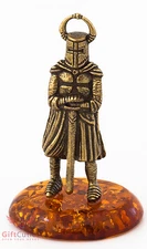 Solid Brass Amber Figurine Teutonic Crusader Knight w bastard sword IronWork