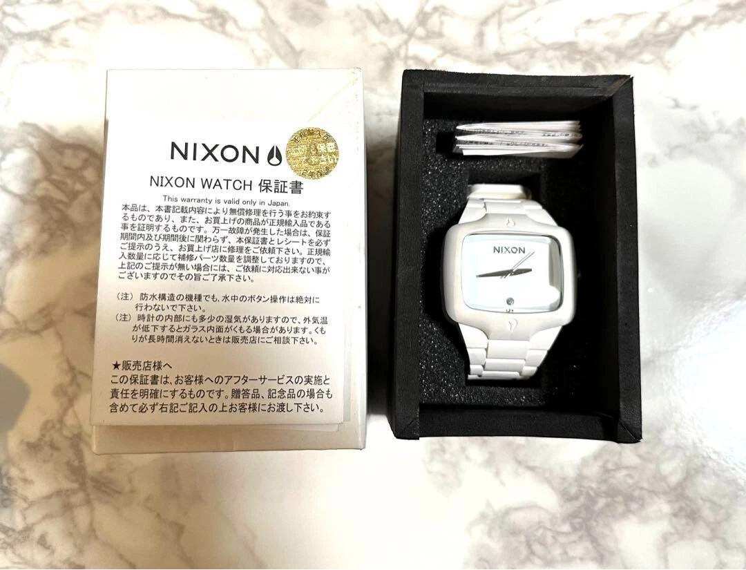 NIXON RUBBER WHITE PLAYER Ceramic Player Automatic Watch w/Box USED