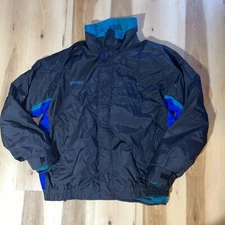 VTG 90's Mens Columbia Bugaboo Winter Ski Jacket Sz XL Black Purple Turquoise