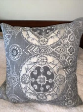 Pottery Barn Jacquelyn Gray 24” Euro Floral Medallion Pillow Cover