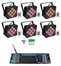  6 Rockville BEST PAR 60 Rechargeable Wash Lights w/Wireless DMX Controller