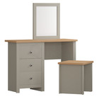 SALE 3 Drawer Dressing Table Set Mirror Stool Makeup Furniture Grey