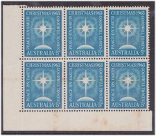 (F128-125) 1963 Aus 5d 6block Christmas (toning)(DY) 