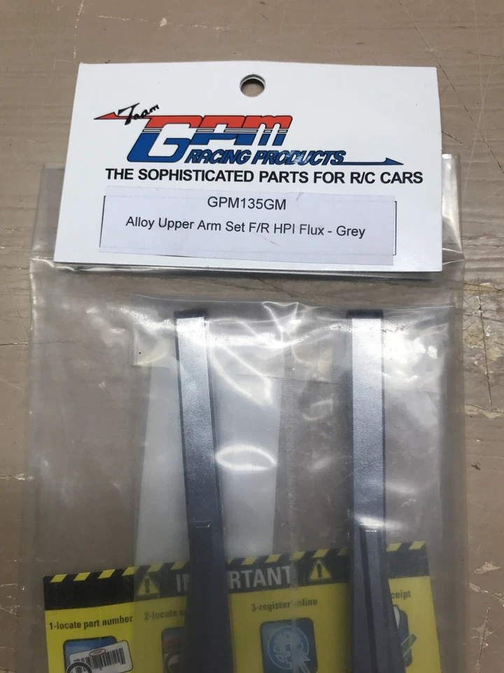 GPM Racing Alloy Upper Arm Set for 1:8 HPI Flux Gpm135gm Grey NEW - Image 2 of 4