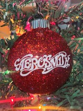 Handmade Red Aerosmith Themed Christmas Ornament Shatterproof Disc RocknRoll