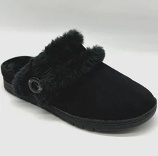 Easy Spirit Season 2 Black Faux Fur Slip On Shoes Slippers Size 5 M Women's