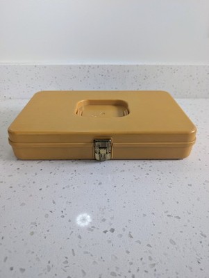 Vintage Wilson Wil-Hold Sewing Box Thread Holder Bobbin & Pin Metal Clasp Yellow