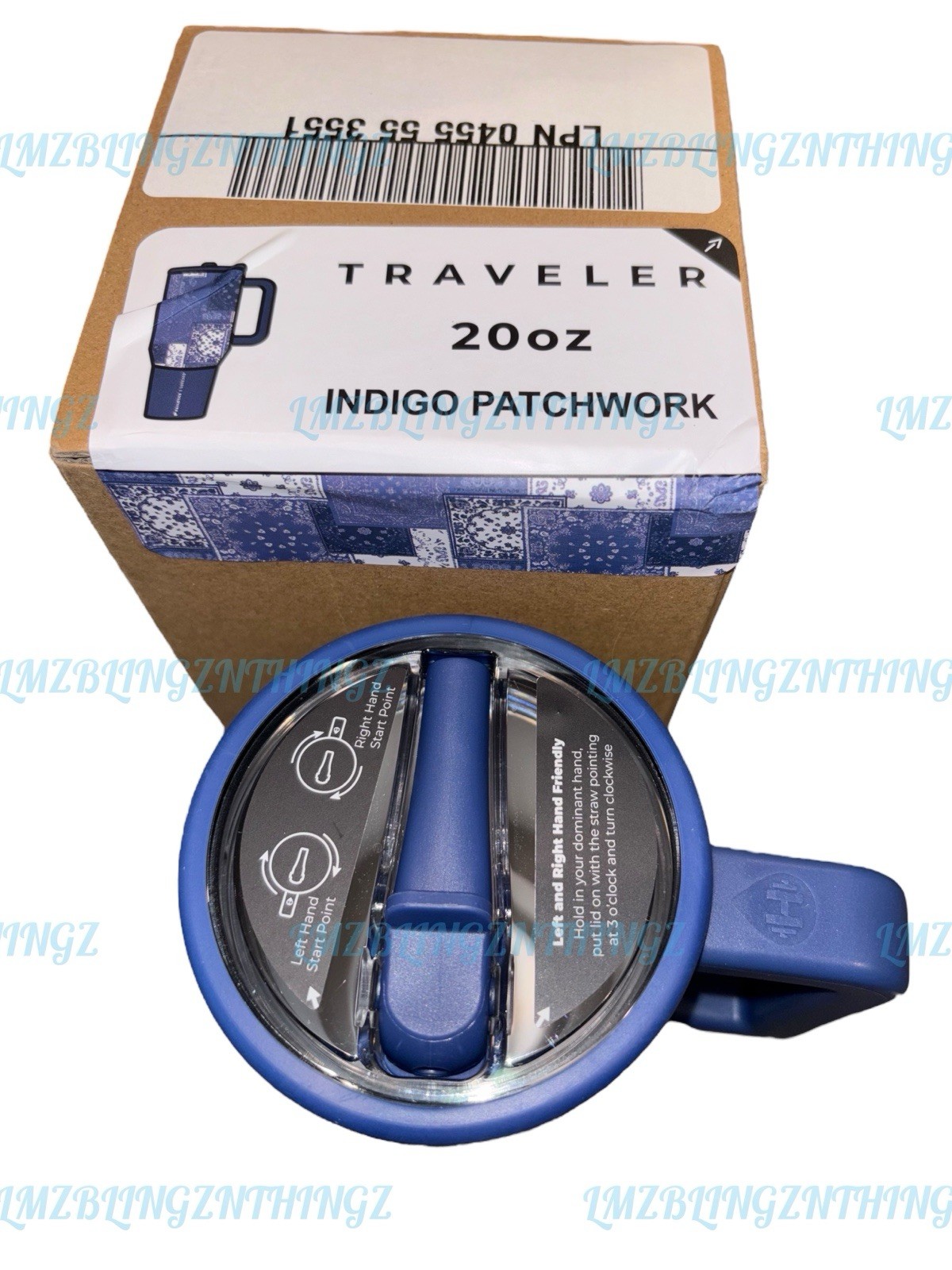 HydroJug x Fabletics LUXE360 Indigo Patchwork 20oz Traveler~BNWT&Box