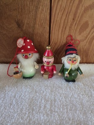 Lot of 3 Wooden Christmas Ornaments 2 Steinbach Germany Beard Basket Pipe Read