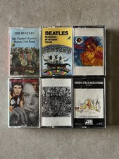 60s-70s Classic Rock Variety Lot Of 6 Cassette Tapes. Beatles Bowie Hendrix