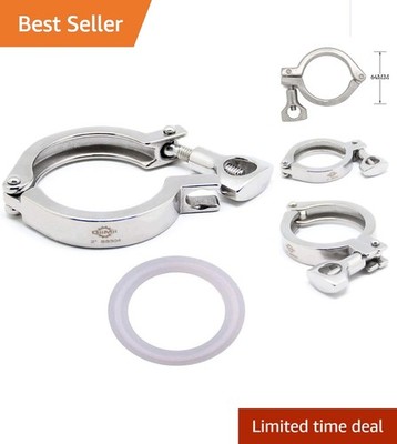Stainless Steel 304 Tri Clover Clamp 2-Inch with Gasket - Ideal for Homebrewers