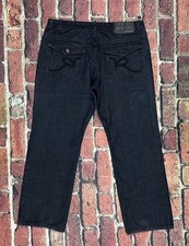 Y2K Vintage Rocawear Jeans Dark Wash Denim Baggy Hip Hop Embroidered Pockets 40