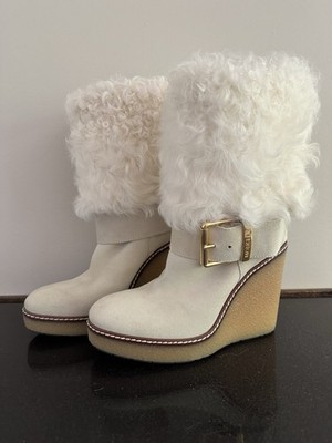 Moncler Shearling and Suede Boots (Size 7)