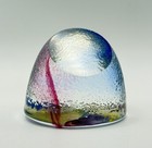 Studio Art Glass Paperweight Pink Blue Controlled Bubble Dome