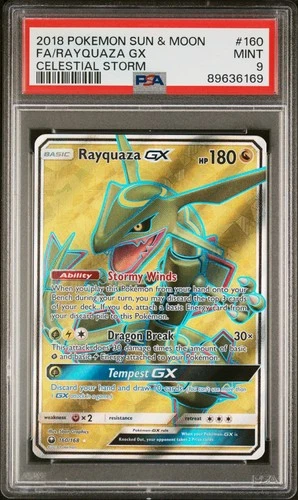 PSA 9 RAYQUAZA GX CELESTIAL STORM #160 (6169)