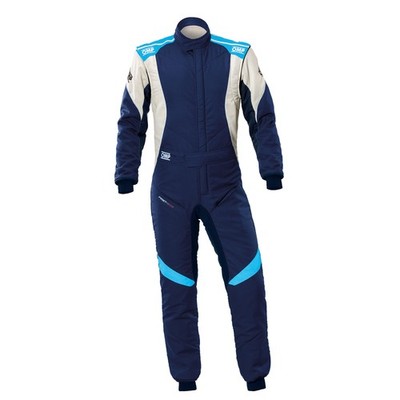 OMP IA0-1874-A01-SF-244-52 First EVO Overall Navy Blue/Cyan Size 52 Driving Suit