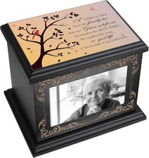 Cremation Urns for Adult Ashes, Memorial Wooden Box with Photo Frame, Burial Urn
