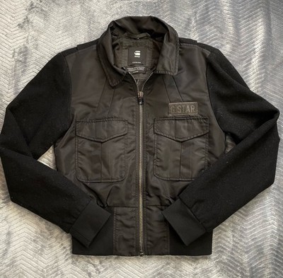 G-Star Raw Rovic Aviator Bomber Jacket XS Womens Wool Blend Black