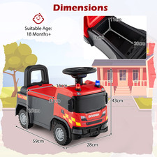 Kids Electric Ride Car Blinking Lights & Storage Space Red Push Sound Light