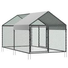 Uimoso Metal Chicken Coop with Cover for 4-6 Chickens3.3x6.6x3.3 ft Poultry Cage