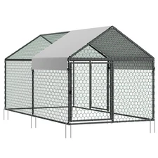 Uimoso Metal Chicken Coop with Cover for 4-6 Chickens3.3x6.6x3.3 ft Poultry Cage