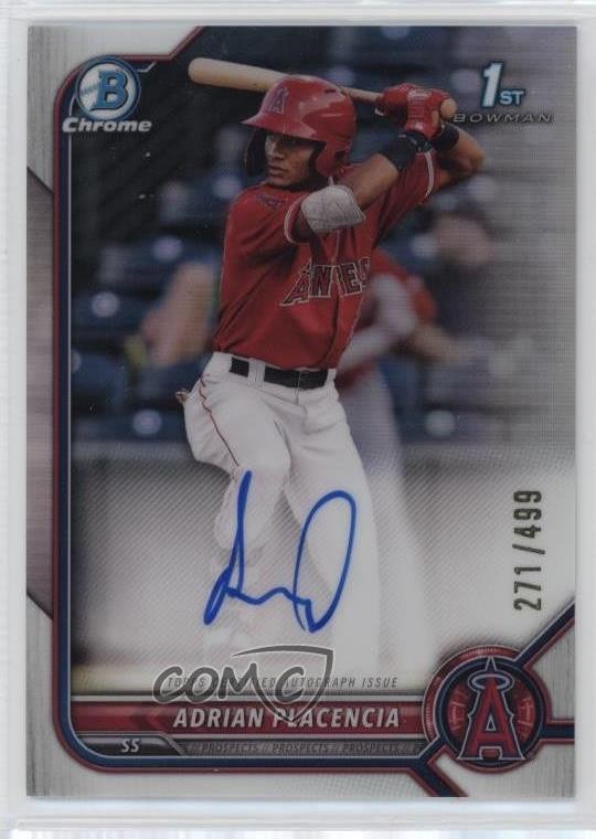 2022 Bowman Chrome Prospect Refractor /499 Adrian Placencia #CPA-APA Auto 0o4p