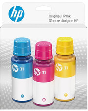 HP 31 Cyan Magenta Yellow Original Ink Bottles 3-Pack Warranty End 4/26 