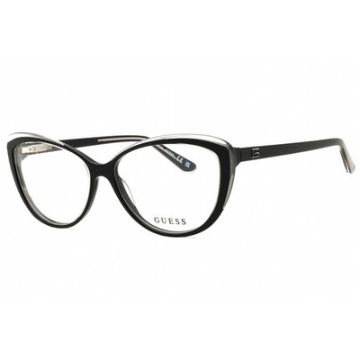 Guess Women's Eyeglasses Black/Clear Acetate Full Rim Cat Eye Frame GU2978 005