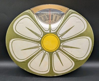 Vintage 70s Flower Power Avocado Green Daisy Scales Counselor, As Is