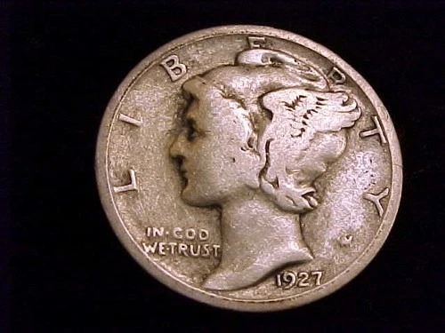 1927-S  Mercury Dime, Good Grade.