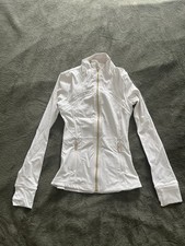 Lululemon Define Women's gold zipper White Track Jacket Size 4 Full Zip Pockets
