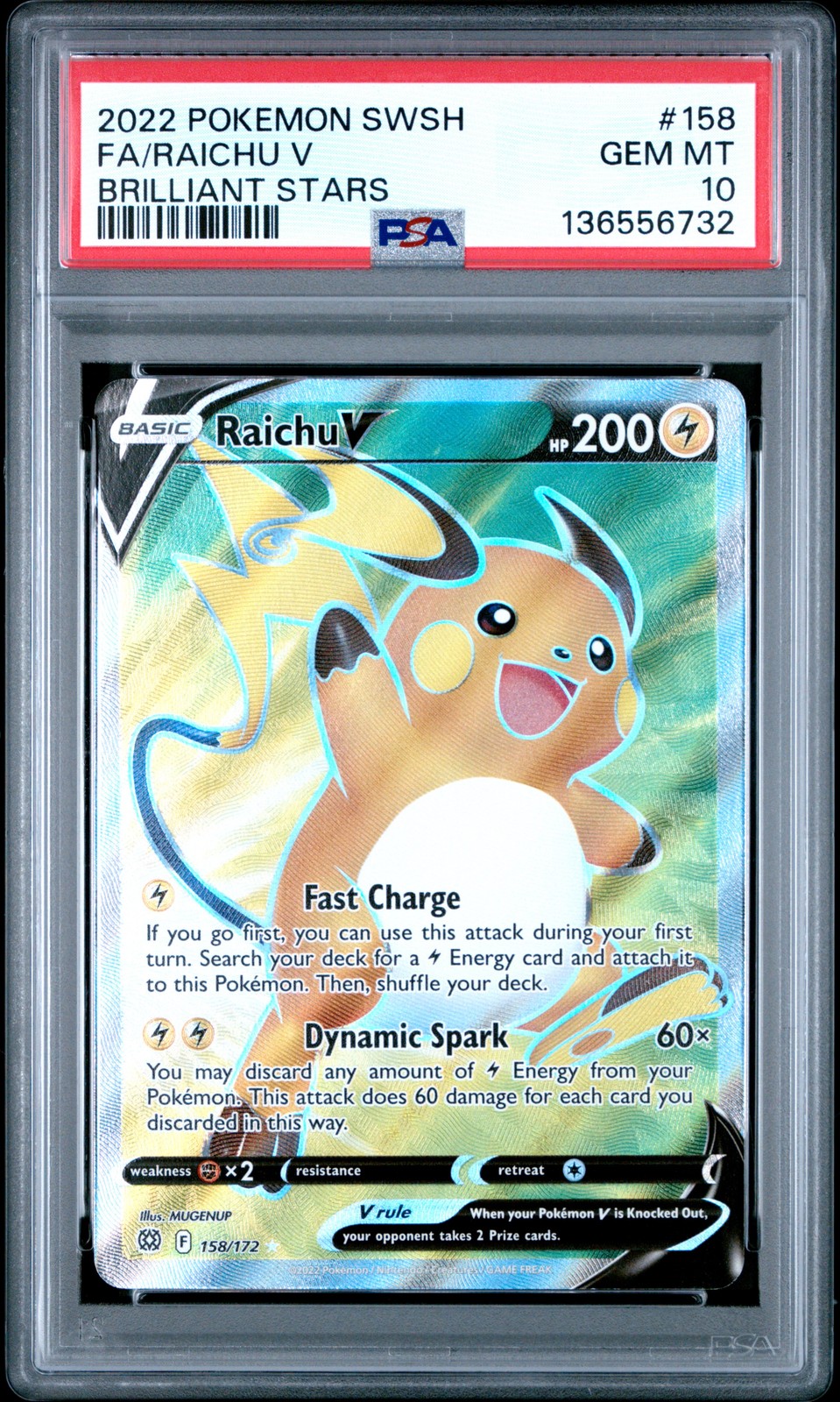 PSA 10 Raichu V 158 Brilliant Stars Pokemon