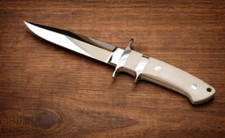 Custom Handmade Double Guard Bowie Knife Full Tang Bone Handle Hunting Survival