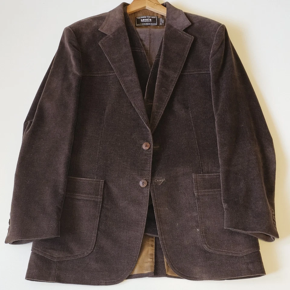 VTG Levi's Sportswear Mens Suit 60’s 3-Piece Orange White Tab USA Made 40R 30x30 - Image 3 of 4