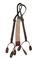 Torino USA Brown Braided Leather Suspenders Button Adjustable Buckle Braces