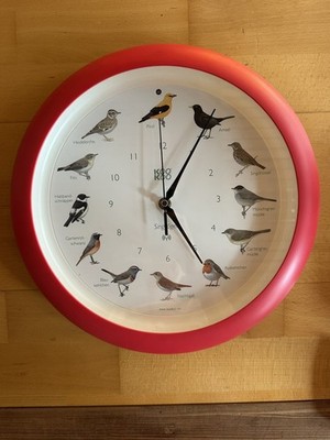 KOOKOO Singvögel Wanduhr Rot