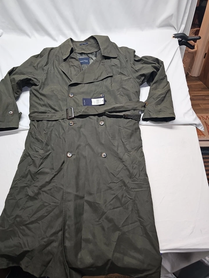 Gabardina De Colección Nautica Para Hombres 40T Peltre Doble Pecho Forrada Preppy Retro Foto 3 de 4