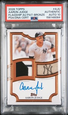 2026 TOPPS TOPPS FLAGSHIP AUTO PATCHES AARON JUDGE 3/25 PSA AUTHENTIC AUTO 10