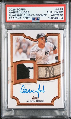 2026 TOPPS TOPPS FLAGSHIP AUTO PATCHES AARON JUDGE 3/25 PSA AUTHENTIC AUTO 10