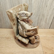 Vintage Dovecote Studio Pottery Sculpture Badger Seated Sitting Chair Reading 