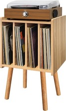 Record Player Stand, Vinyl Record Storage Table with 4 Cabinet, Mid Century Mode