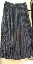 Boden NWT Metallic Jersey Pleated Skirt US 6 4 Rainbow Sparkle Stripe Party