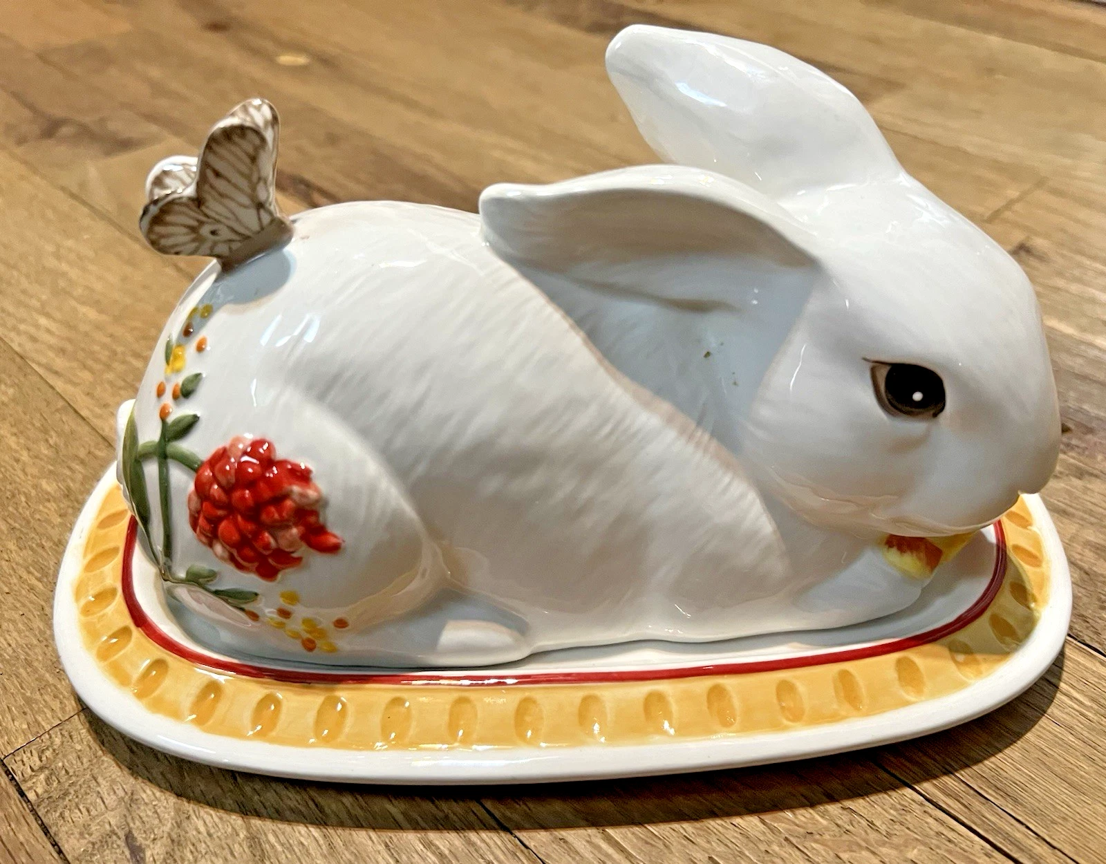 Fitz & Floyd Covered Butter Dish Bunny Rabbit with Box