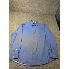 Nautica Mens Slim Fit Blue Micro Check Dress Shirt XL 17-17.5 36/37 Stretch