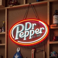 Dr Pepper LED Neon Sign With Dimmer USB Powered Adjustable Light