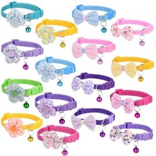 16 PCS Cute Cat Collars Breakaway with Bell for Boy Cats 5-Multicolor Plaid