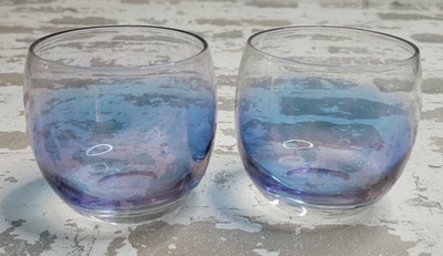 Vintage Roly Poly Stemless Iridescent Glasses Set of 2