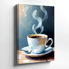 Wall Art Coffee Cup Painting Print Steam Mug Kitchen Cafe Canvas Decor Art Home